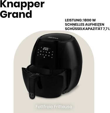 Фритюрниця повітряна ZEEGMA GRAND, 1700 Вт, 9 л, 11 програм, 60-200°C, чорна