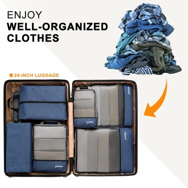 Набір компресійних валізних кубів Prezon для організації багажу (6 шт., Marineblau)