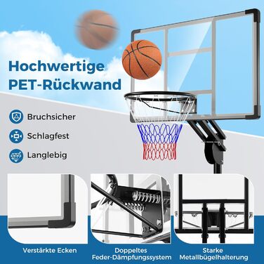 COSTWAY Adjustable Height Basketball Hoop System - Outdoor Mobile Basketball Stand with Wheels & Weight Bag (149-305cm)