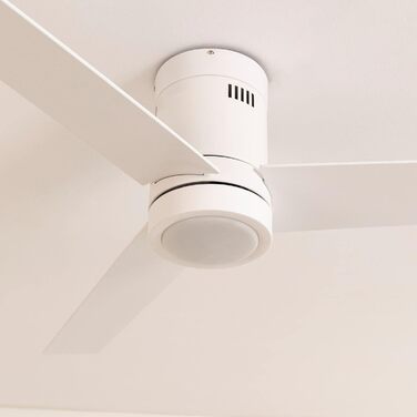 Стеляний вентилятор Windminimal білий з підсвіткою та пультом, тихий, DC-двигун, 40W, діаметр 132 см, 6 швидкостей, літньо-зимовий режим