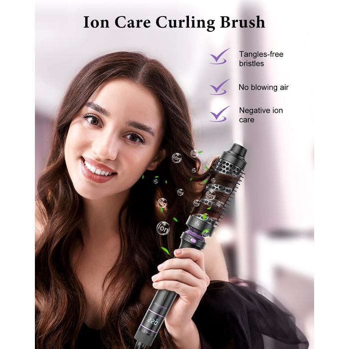 BESTOPE PRO Локкенстаб: Набір 5 в 1 з плойкою, термощіткою та 3 локкенами (9-25 мм) для великих локонів, 13 температур, захисне покриття, рукавичка, затискач (базальтовий чорний)