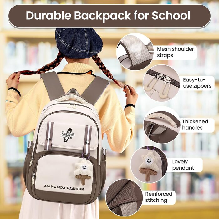 Дитячий рюкзак IvyH для дівчаток - стильний шкільний рюкзак, водонепроникний, великий, для 3-6 класів, фіолетовий (8536# Braun)