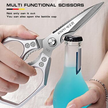 Ніж-ножиці кухонні з нержавіючої сталі, універсальні, з відкривачем для пляшок, для птиці, риби, м'яса, зелені, горіхів, придатні для миття в посудомийній машині