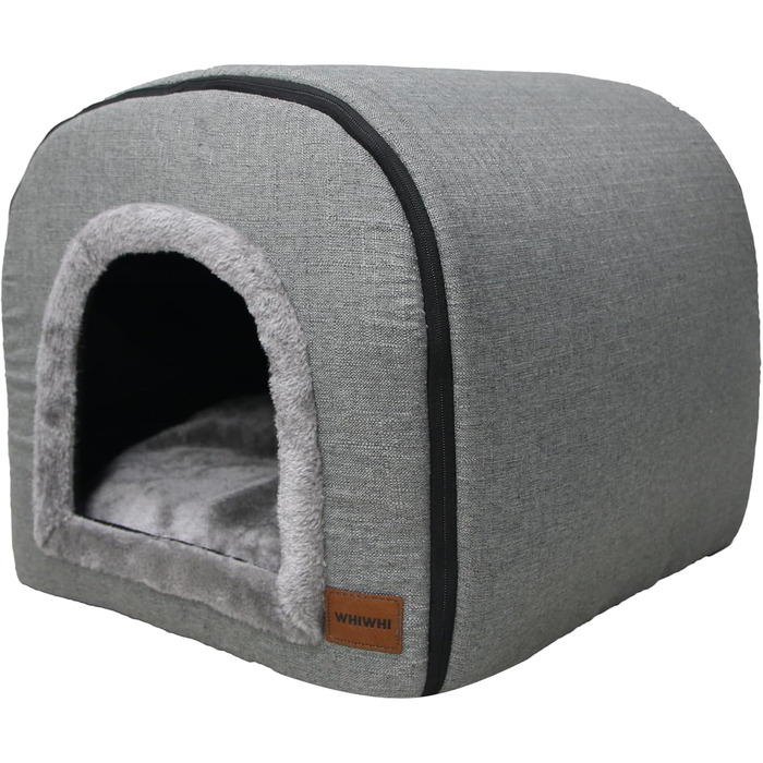 Кігтеточка-будиночок для котів з плюшем, сірого кольору, 50x42x42 см