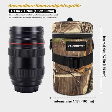 Чохол для об'єктива камери, XL (10.5 x 18.5 см), нейлон, оливковий