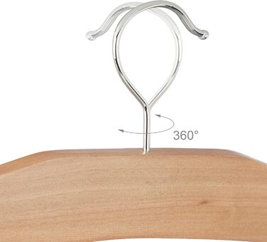 9 x Rock Hangers, Trouser Hangers Wood, 360° Swivel Hook, Clothes Hangers Non-Slip, HBT 45.5x39x2.5 cm, Silver/Natural