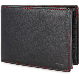 LEDEROW Wallet for Men Leather Black-Red - Crossbody Wallet including Gift Box - Men's Portofolio RFID Protection with Coin Pocket - Wallet Purse Leather Man Large (Black-Red)