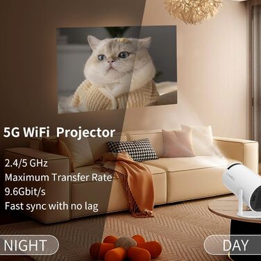LQWELL® Міні проектор Beamer з Android OS, 4K, WiFi, Bluetooth 5.0, Auto Trapez, 130 дюймів, HDMI для Phone/PC/Xbox