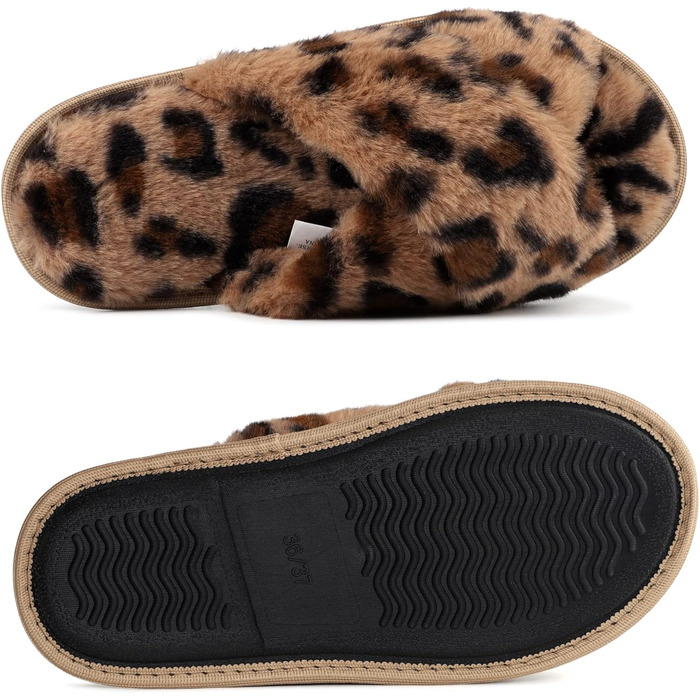 Жіночі плюшеві домашні тапочки Riehmot, розмір 40/41 EU, леопардовий принт