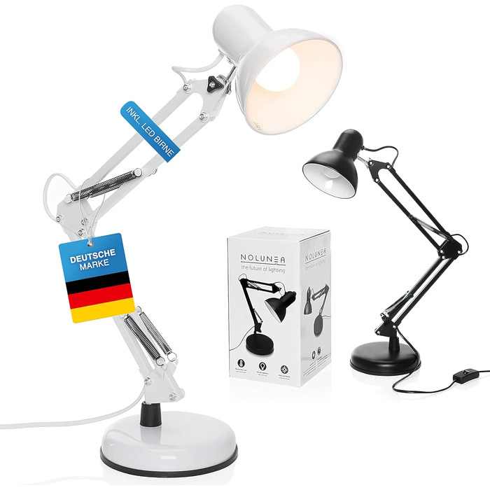 Ретро настільна лампа для робочого столу з гнучким підсвічуванням, з LED лампою (біле світло)
