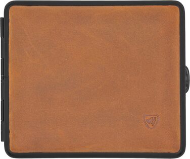 V.H. 1912 VOM HOFE MANUFACTORY Cigarette Case Genuine Leather, Handmade in Germany, Light Brown, 85mm - Case, Cigarette Box