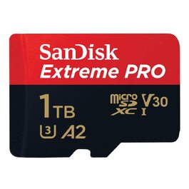 Карта пам'яті SanDisk Extreme PRO microSDXC UHS-I 1 TB з адаптером та RescuePRO Deluxe, A2, Class 10, V30, U3, швидкість до 200 МБ/с для смартфонів, екшн-камер та дронів