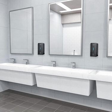 AIKE AK1006 800ML Soap Dispenser Wall Mount No Drilling, Manual Wall Soap Dispenser Made of Plastic, Liquid Soap Dispenser for Public Use, Matte Black