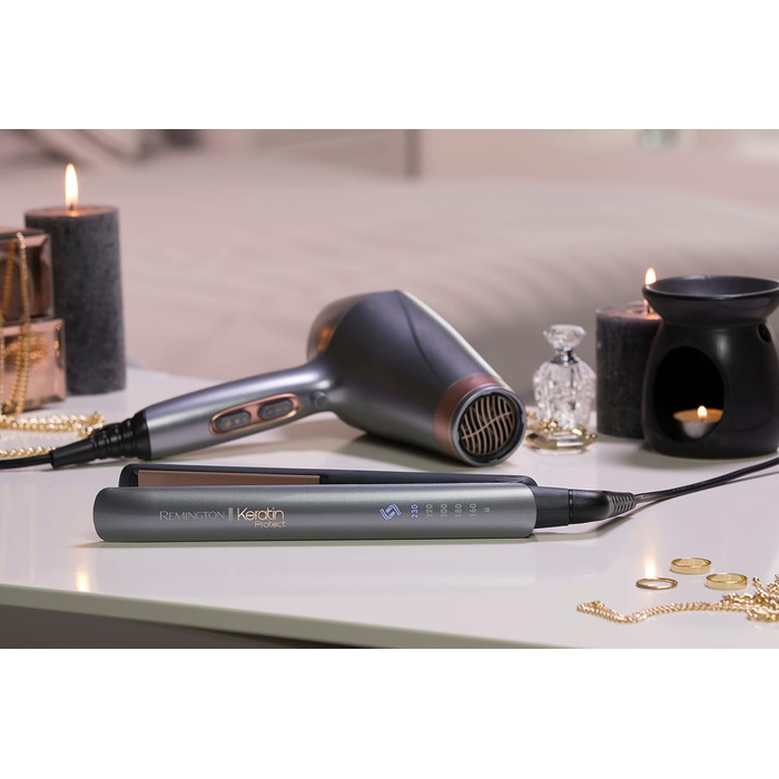 Випрямляч для волосся Remington S8540 Keratin Protect: керамічне покриття з кератином та мигдалевою олією, LCD-дисплей, 10 температурних режимів (150-230°C), 110 мм, чорний