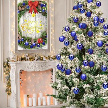 24 штуки ялинкових прикрас - кульки 4 см, синій колір, пластик, для ялинки, стійкі до пошкоджень, для святкового декору