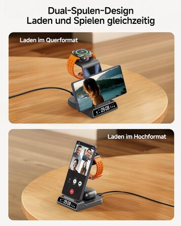 Бездротова зарядка 3-в-1 для Samsung Galaxy S25 Ultra, Watch 8/Ultra/7/6, Buds 3/3 Pro (Tech Grey)