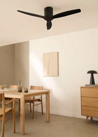 Вентилятор стельовий WINDCALM ABS чорний з пультом, 40W, Ø132cm, DC-двигун, таймер, літньо-зимовий режим, без освітлення