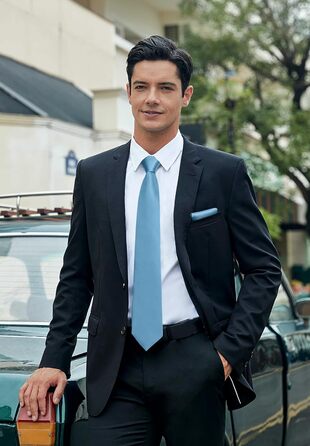 HISDERN Комплект краватки та нагрудного хустинки однотонні для вечірки, весілля, різних кольорів