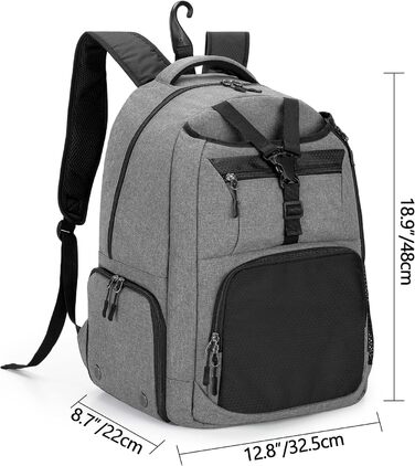 DSLEAF Tennis Bag for 2 Rackets - Backpack with Shoe Compartment - Sports Training Gym Bag for Tennis, Pickleball, Badminton, Squash - Grey