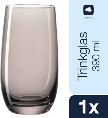 Leonardo Sora Drinking Glasses, Set of 6, Colorful Glass Set, Dishwasher-Safe Juice Glasses, Water Glasses, Drinking Cups in 6 Colors, 390 ml, Assorted Colors, 047287
