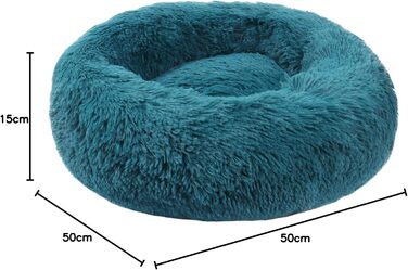 Кругле ліжко для собак та котів BVAGSS, м'яке, плюшеве, діаметр 50 см, блакитне (XH034)