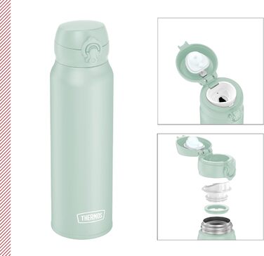 Термос Ultralight 0,5 л, нержавіюча сталь, 10 год гаряче / 20 год холодне, абсолютно герметичний, для води, чаю, безалкогольних напоїв (Soft Mint Mat)