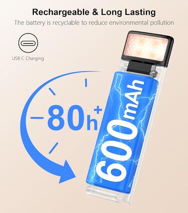 LED Кліпса для читання Gritin: USB-лампа, 3 кольори, регулювання яскравості, для книголюбів (біла/чорна)