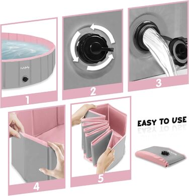 Foldable Dog Pool for Dogs, Dog Cushion Pool, Portable, for Dog Bathing, Plastic, Large, Hard, Kiddie Pool (Pink, 100 x 30 cm)
