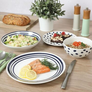 Набір посуду Gibson Home Oslo, 16 предметів (сервіз на 4 особи), білий з блакитним декором