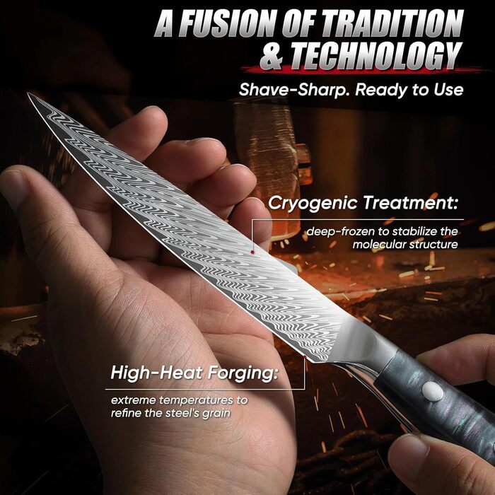 DRAGON RIOT Кухонний ніж професійний, шеф-ніж з ручкою з епоксидної смоли, з піхвою (універсальний)