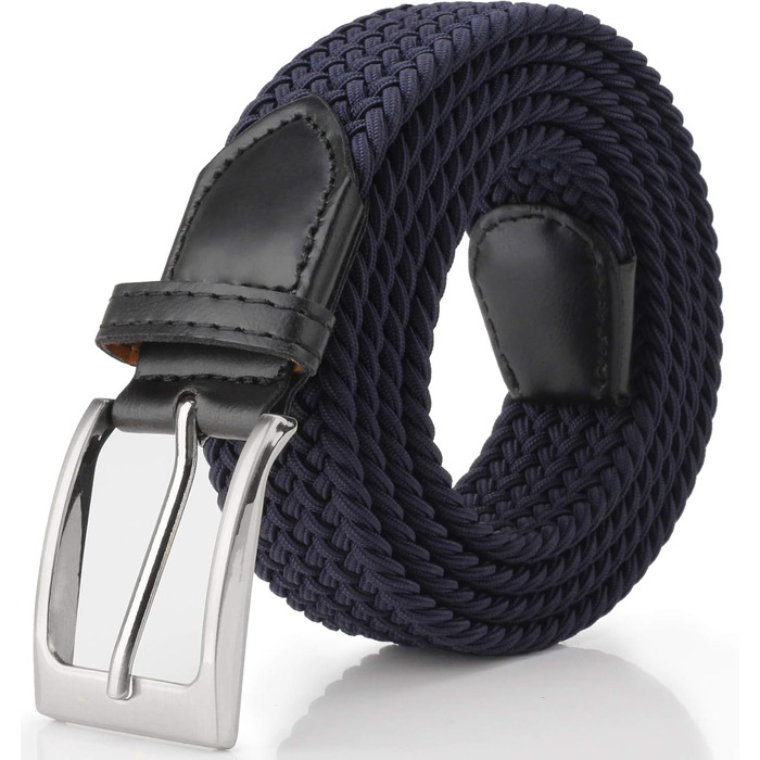 Чоловічий плетіний еластичний ремінь Fairwin, темно-синій, розмір M (довжина 105 см, для талії 80-90 см)