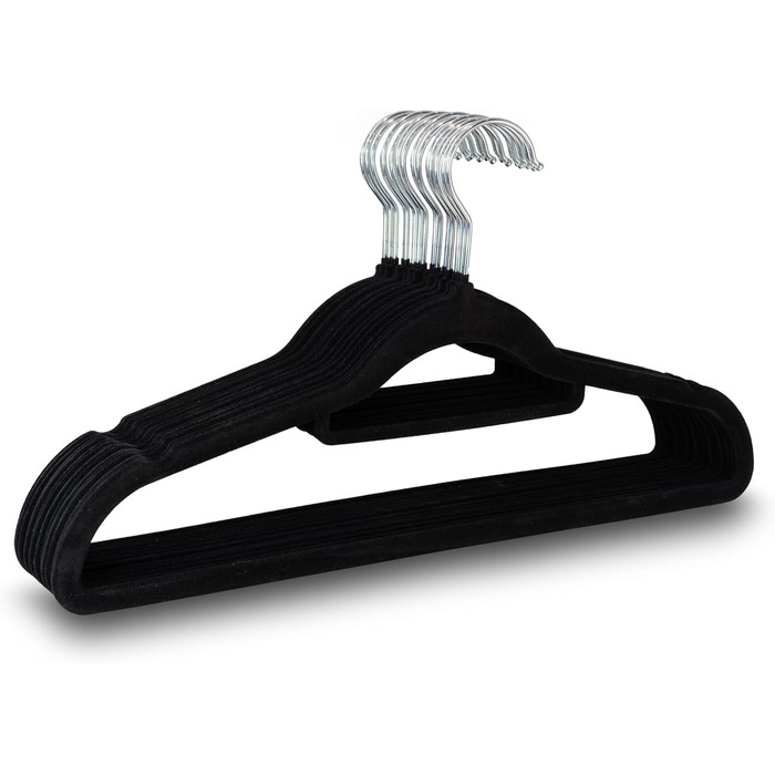 Набір вішалок для одягу UTTAM Samt - 50 шт. з бархатистою поверхнею, кріпленням для краваток та 360-градусним гаком для дому (чорний)