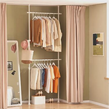 SoBuy® FRG109 Telescopic Wardrobe System with 2 Clothes Rails - Clothes Storage System, Shelving System, Clothes Rack