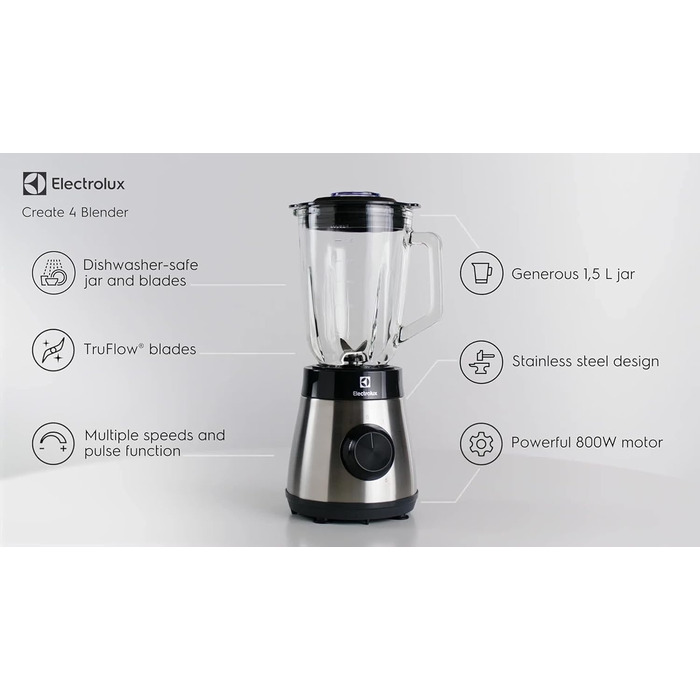Стаціонарний блендер Electrolux E4TB1-6ST TruFlow, пластик, сірий, метал