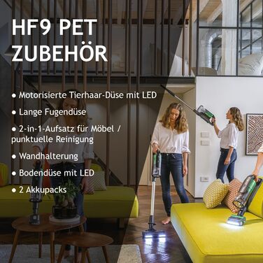 Бездротовий акумуляторний пилосос Hoover HF9 I Без мішка, LED-підсвічування, Anti-Twist насадка, для всіх поверхонь (для тварин), 2 акумулятори