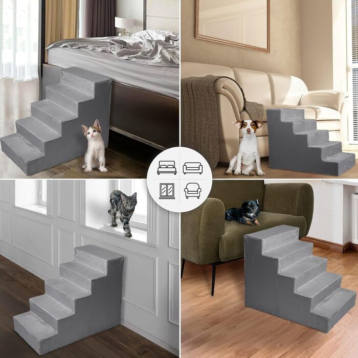 Сходи для собак Mg Design – надійні дерев'яні сходи для диванів та ліжок, зручні для суглобів, легкі та мобільні, для собак та котів (40x45x5 см, 71x40.5x56 см)