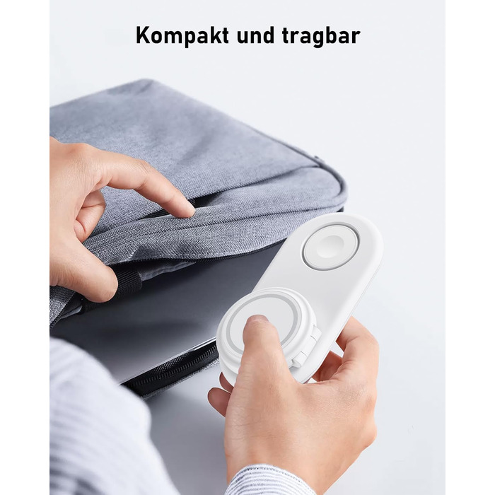 Портативна зарядная станція 3-в-1 для Apple Watch та iPhone з MagSafe, сумісна з iPhone 17, 16, 15, 14, 13, 12, AirPods Pro (біла)