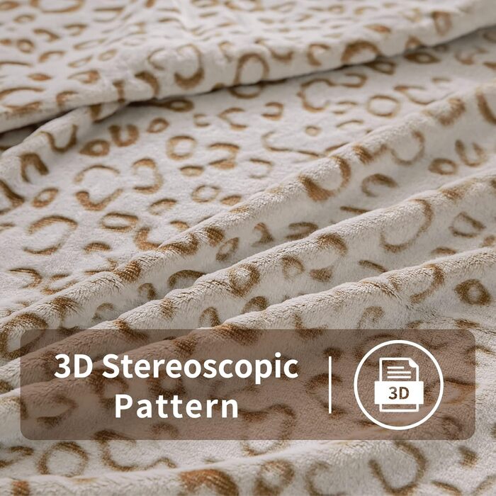 Плед з флісу FY Fiber House Leopard, 130x150 см, коричневий | М'який та теплий плед для дому