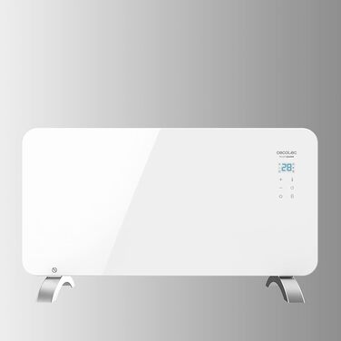 Конвектор Cecotec Ready Warm 6670 Crystal Connection з скляною панеллю, 1000 Вт, WiFi, термостат, таймер, підставка, для ванної кімнати (IP24), тихий, білий