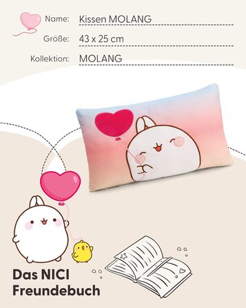 Дитяча плюшева подушка NICI MOLANG 43x25 см, м’яка іграшка для хлопчиків, дівчаток і малюків, кольорова, для дому, садка та подорожей