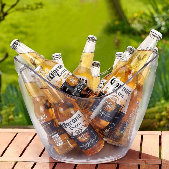 Емальований відро для шампанського 8L, відро для льоду, охолоджувач для вина та шампанського, велике відро для льоду, контейнер для фруктів та овочів (прозорий)