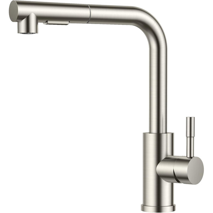 Змішувач кухонний FORIOUS з висувною лійкою та душем, 360° обертання, 2 режими, нержавіюча сталь