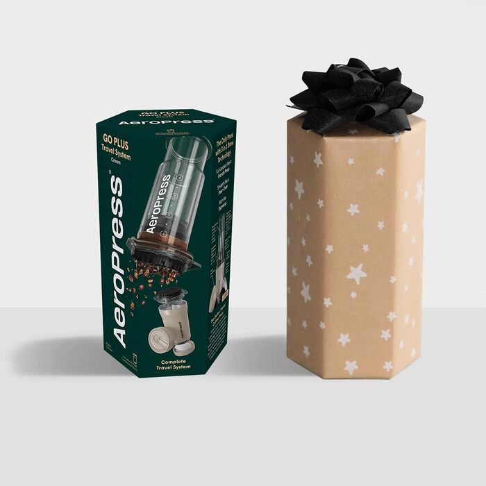 AeroPress Go Plus – портативна кавоварка 3-в-1 для подорожей і кемпінгу, френч-прес, пуровер, еспресо, насичена кава без гіркоти, набір для приготування кави