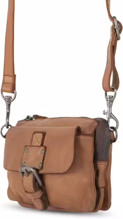 Luca Belt Bag, small women's crossbody bag made of leather, compact shoulder bag for everyday use, with 3 zip compartments for perfect organization, dusty