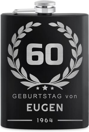 Набір флаконів Maverton: флакон 200 мл + 4 склянки 20 мл з воронкою, чорний матовий, з гравіюванням (лавровий вінок)