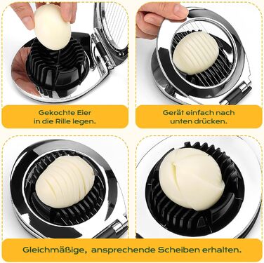 Ніж для яєць BIBURY з нержавіючої сталі 2-в-1, професійний слайсер для яєць, грибів, м'яких фруктів (безпечний для миття у посудомийній машині)