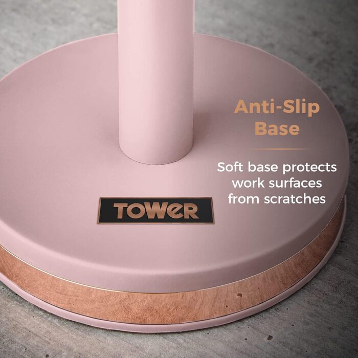 Tower T826132PNK Cavaletto Beaker Stand with Stainless Steel Stopper, Soft Base, Marshmallow Pink and Roségold