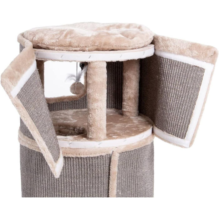 Котячий будиночок-крізьтонні Tony, 90 см: крізьтонні, будиночок з 3 печерами, котячий будиночок з сизалю, меблі для котів (Бежевий)