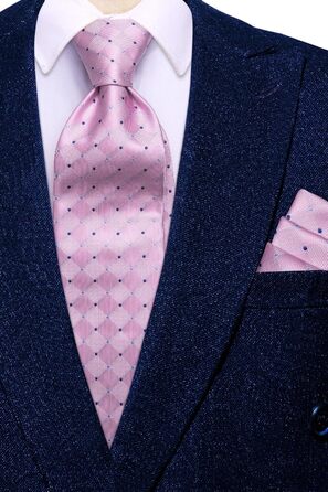Чоловіча краватка Hi-Tie чорно-рожевого кольору з візерунком пає, смужки, крапки. Комплект з краватки та нагрудного хустинки. Ідеально для вечірок, весіль, офіційних заходів та бізнесу.