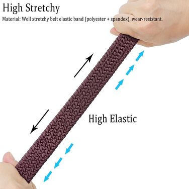 Еластичний жіночий/дівчачий ремінь 2.5 см, плетіння, для джинсів та суконь, 2 шт. (Чорний/Кава, M/91/96 см)